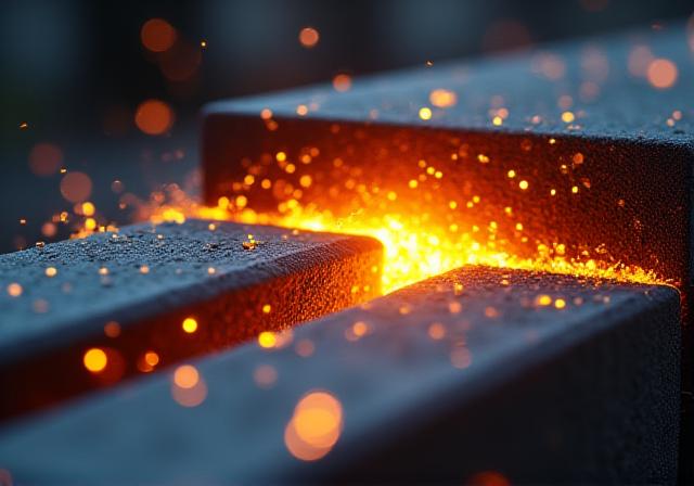 Abstract close-up of industrial steel and foundry sparks
